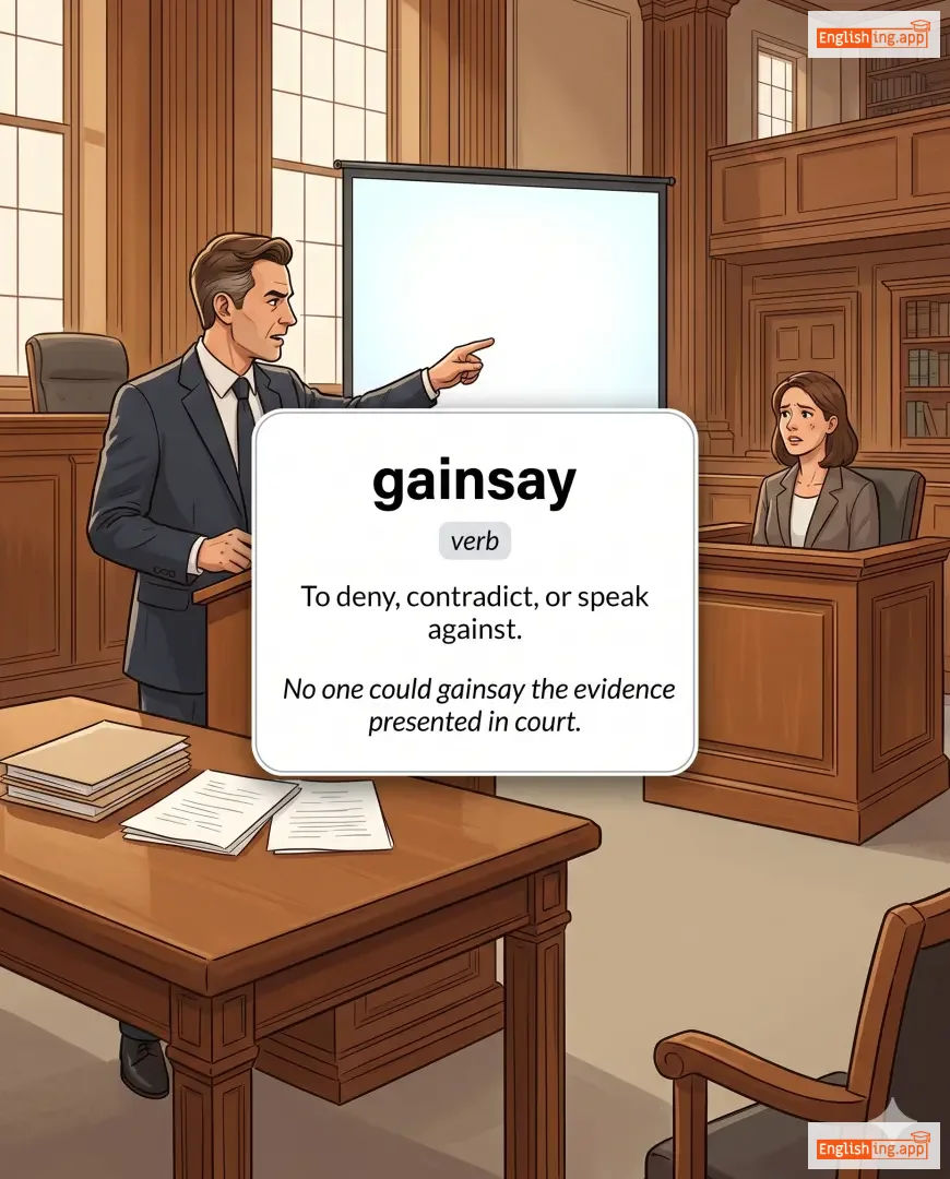 gainsay definition card — visual illustration of the meaning
