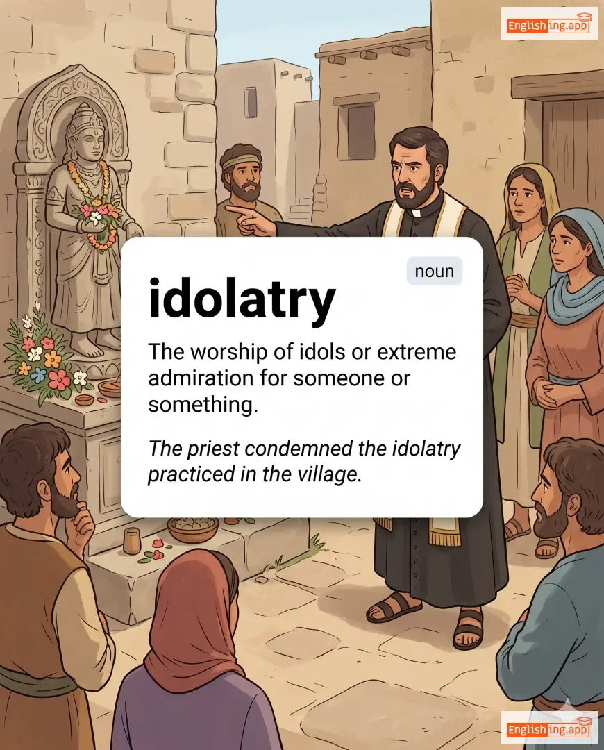 idolatry definition card — visual illustration of the meaning