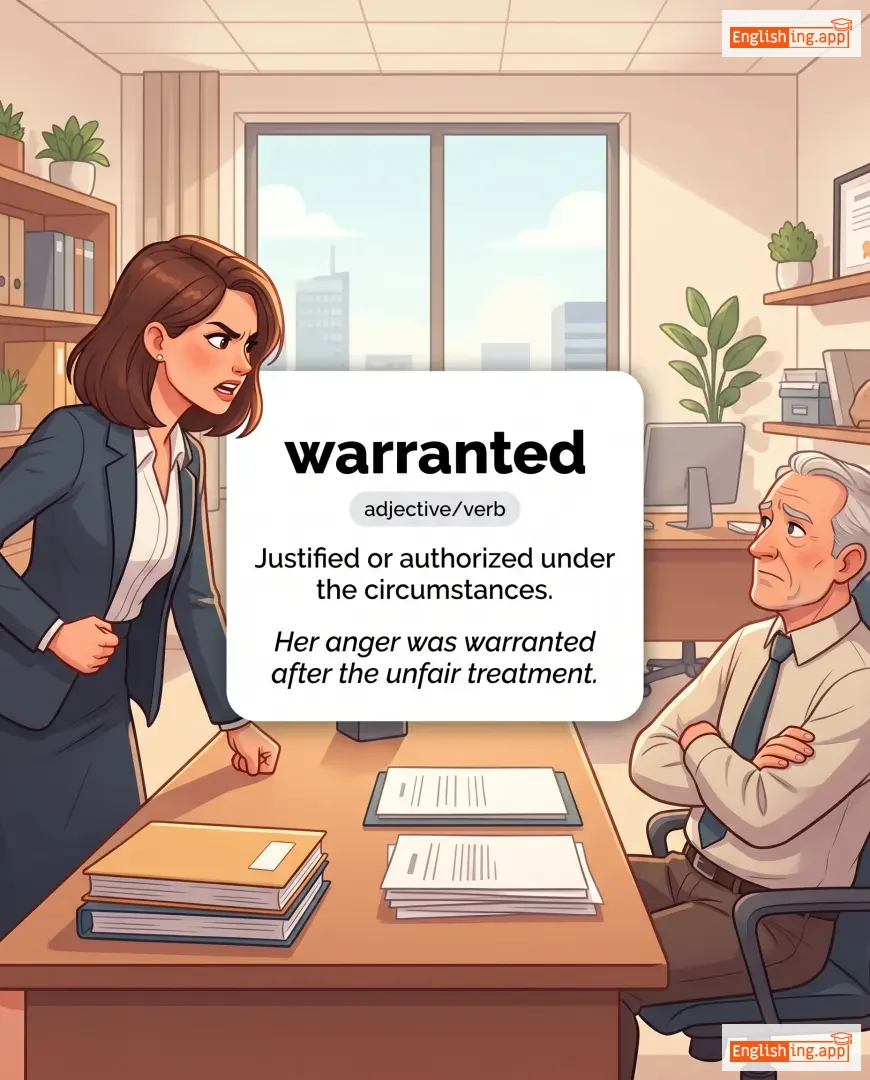 warranted definition card — visual illustration of the meaning