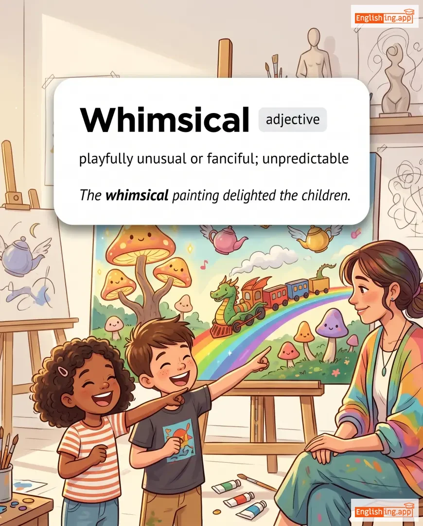 Whimsical definition card — visual illustration of the meaning