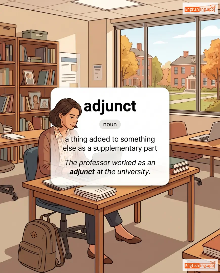 adjunct definition card — visual illustration of the meaning