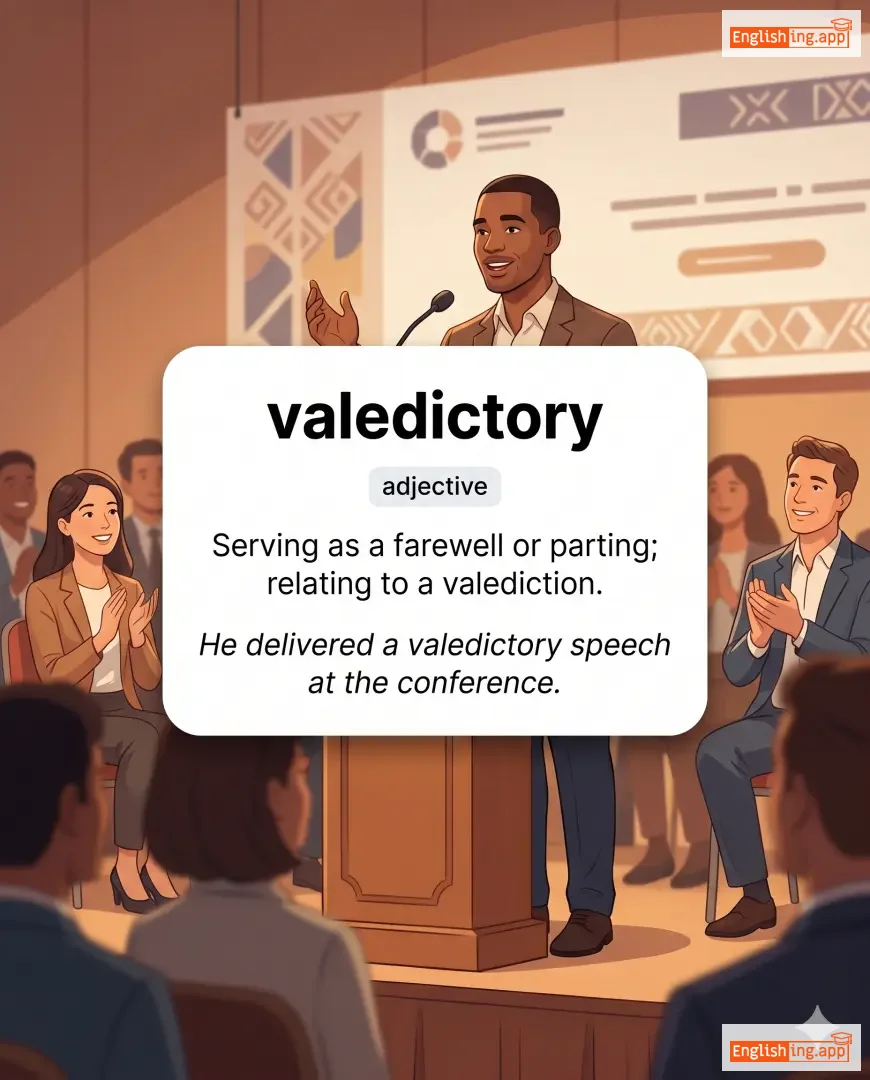 valedictory definition card — visual illustration of the meaning