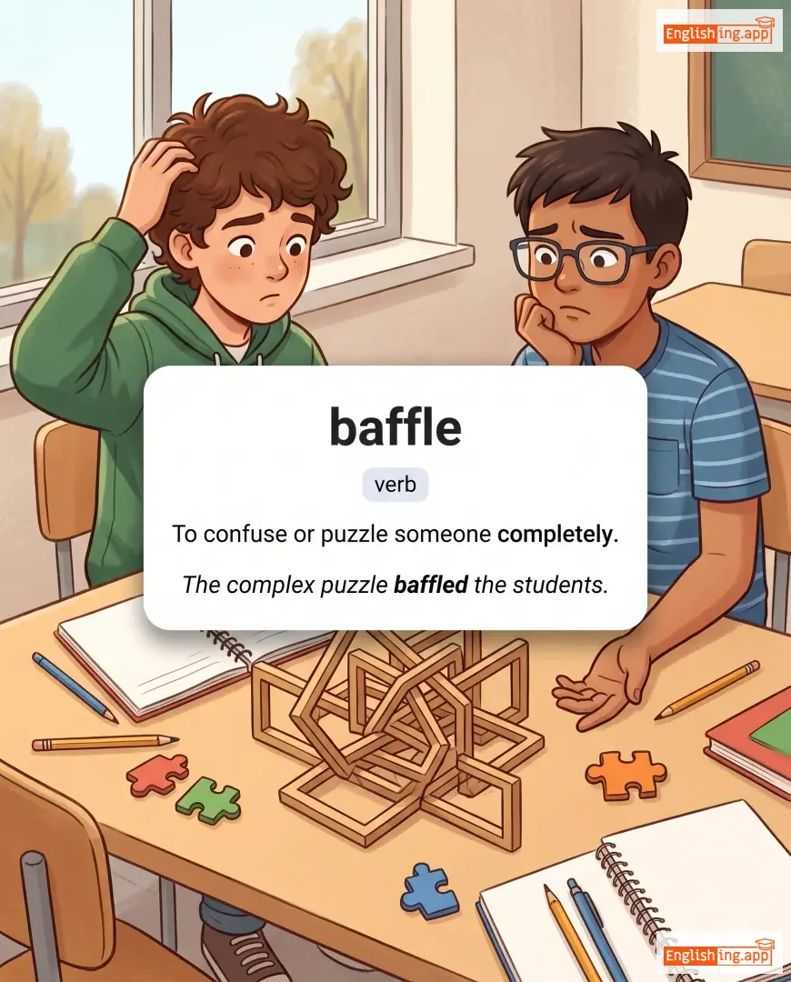 baffle definition card — visual illustration of the meaning