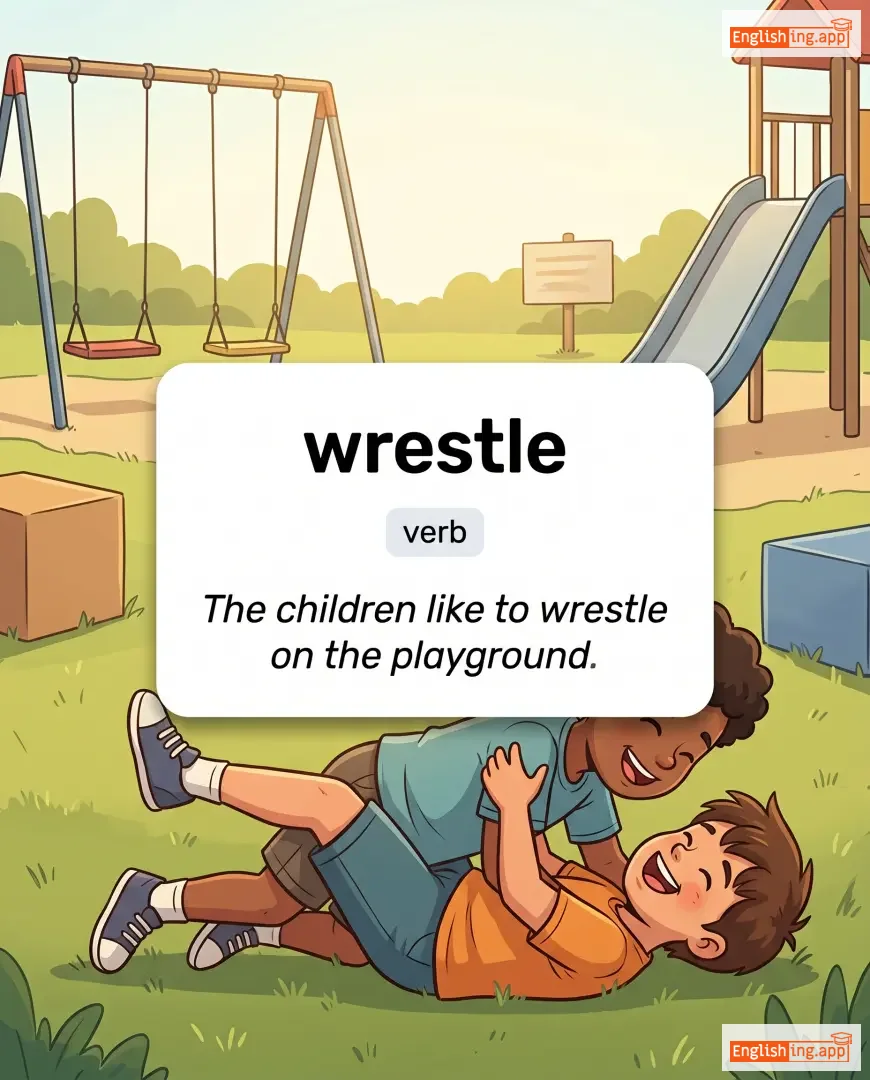 wrestle definition card — visual illustration of the meaning