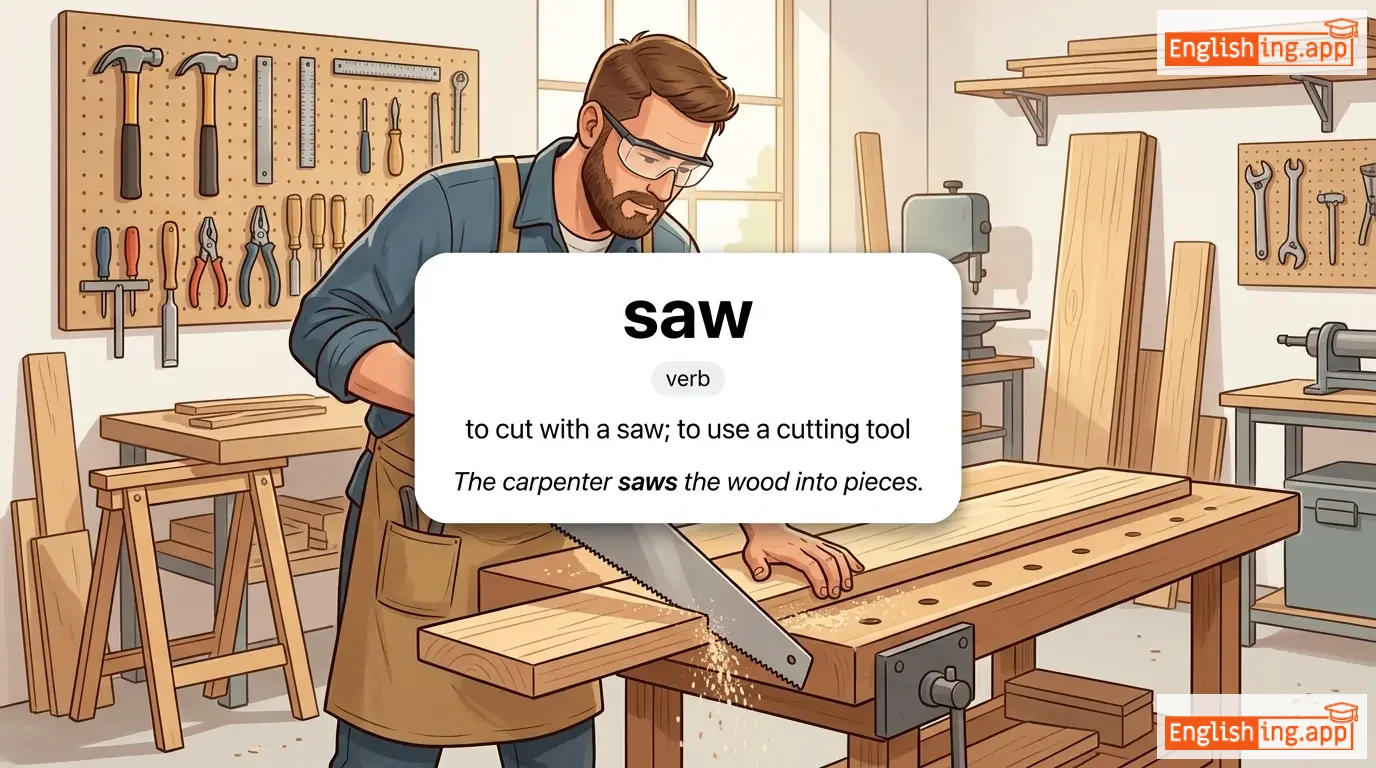 saw definition card — visual illustration of the meaning