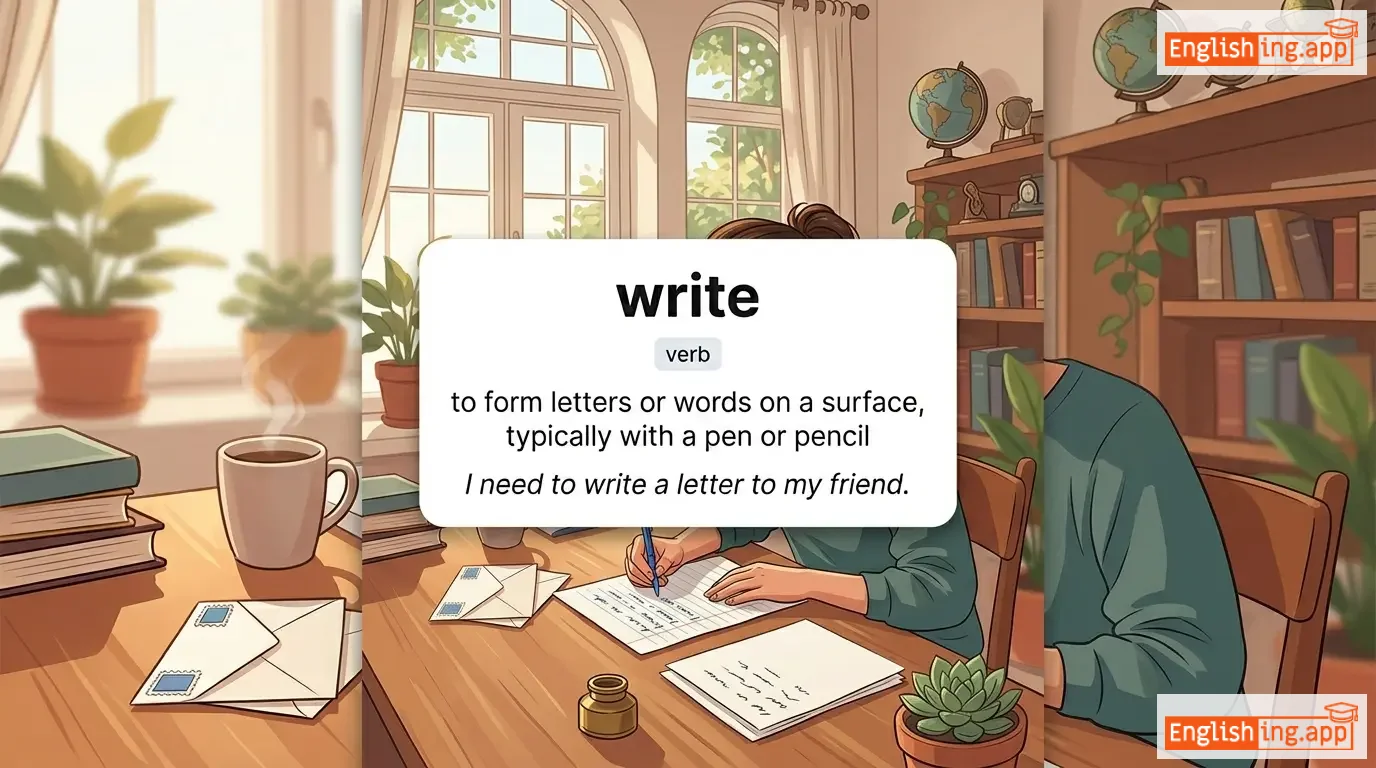 write definition card — visual illustration of the meaning