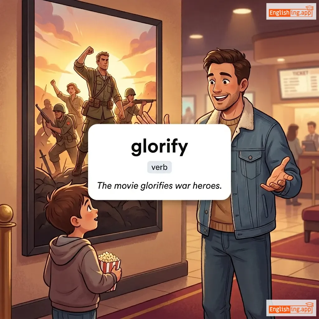 glorify definition card — visual illustration of the meaning