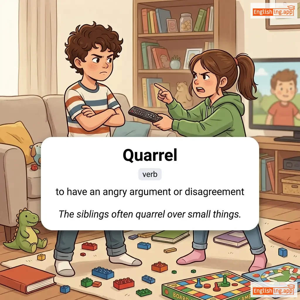 Quarrel definition card — visual illustration of the meaning