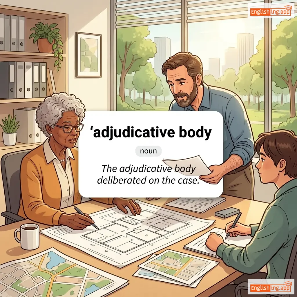 adjudicative body definition card — visual illustration of the meaning
