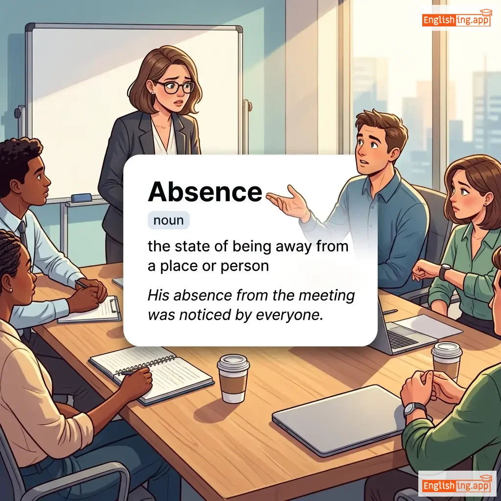 Absence definition card — visual illustration of the meaning