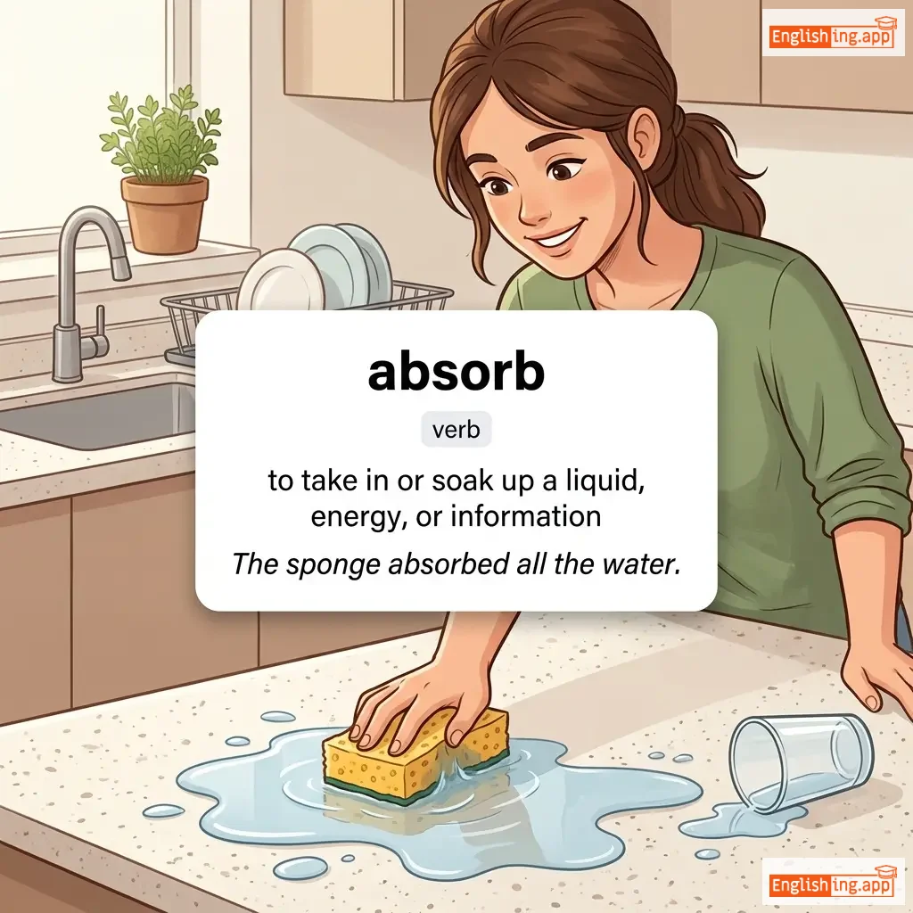absorb definition card — visual illustration of the meaning