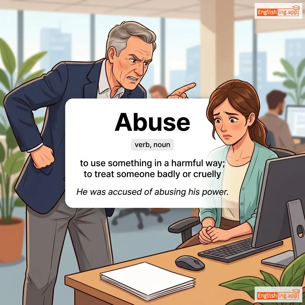 Abuse definition card — visual illustration of the meaning