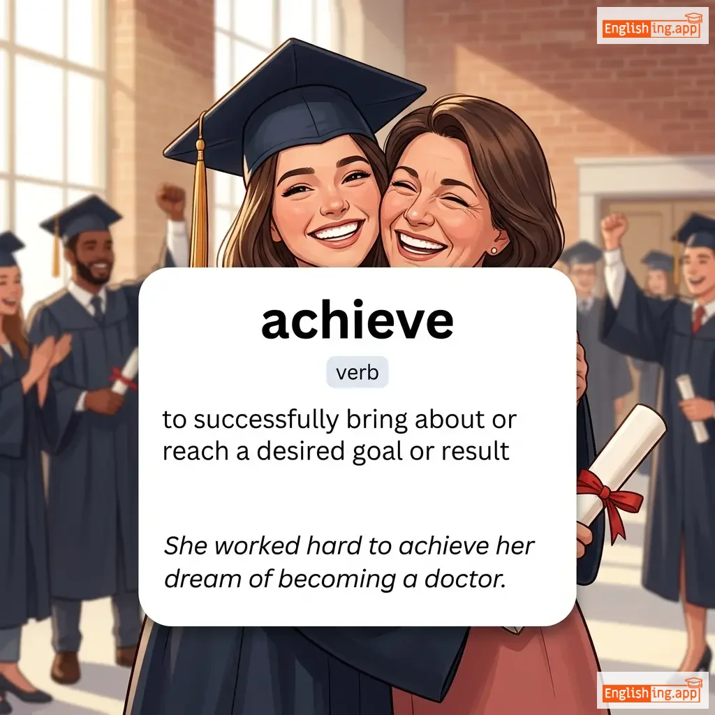 achieve definition card — visual illustration of the meaning