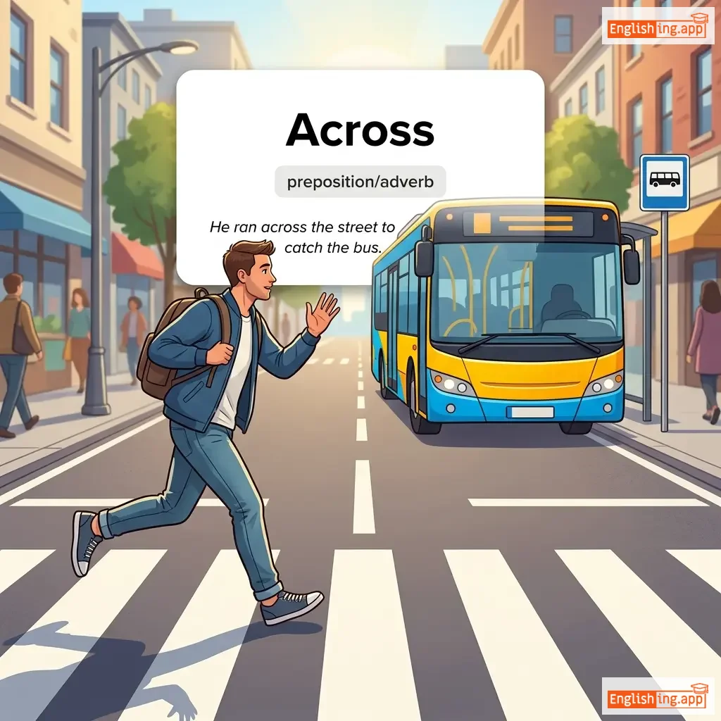 Across definition card — visual illustration of the meaning