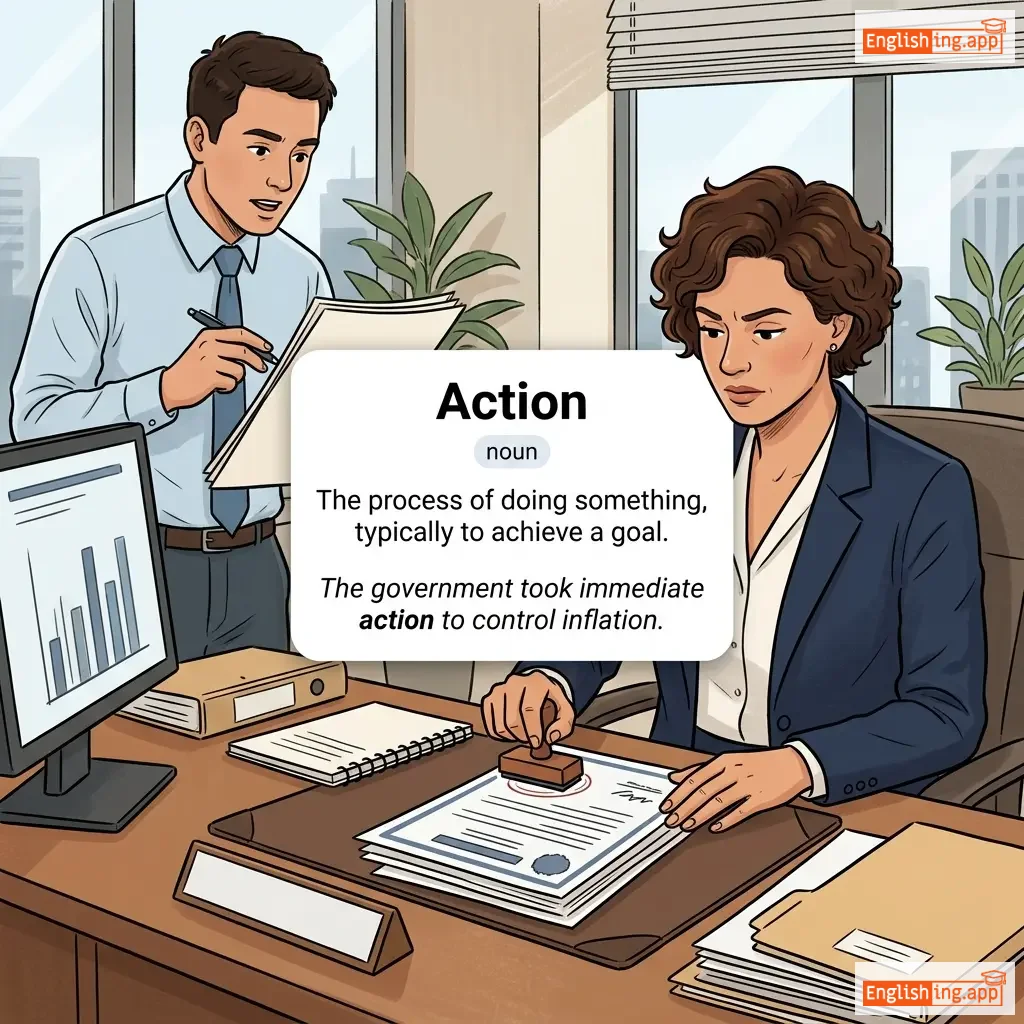 Action definition card — visual illustration of the meaning