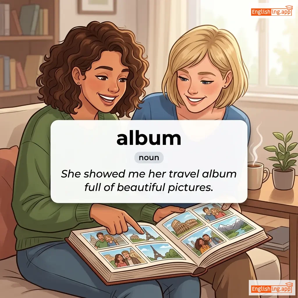 album definition card — visual illustration of the meaning