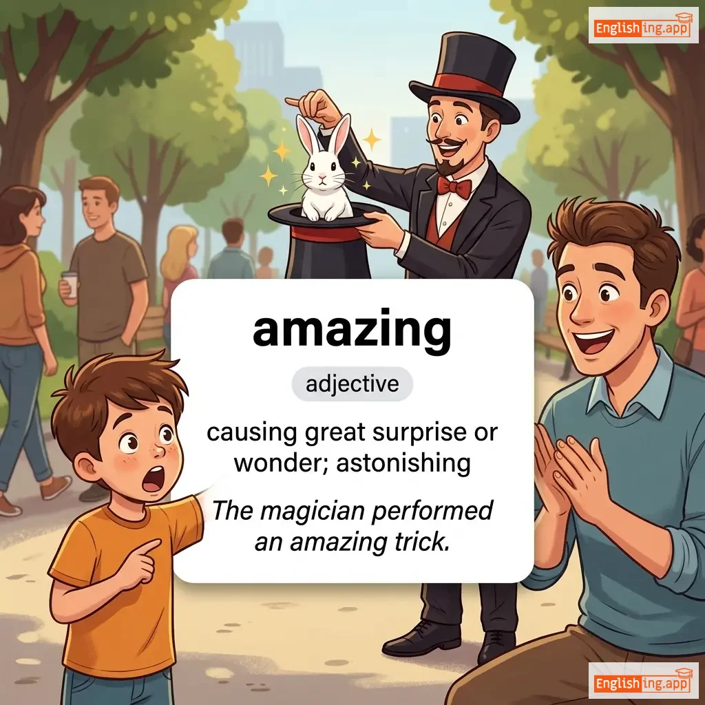 amazing definition card — visual illustration of the meaning