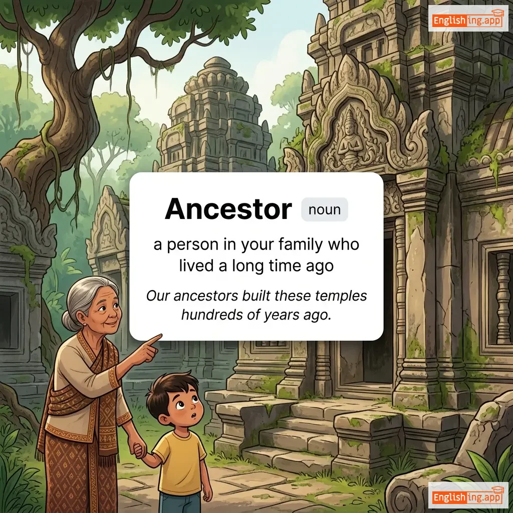 Ancestor definition card — visual illustration of the meaning