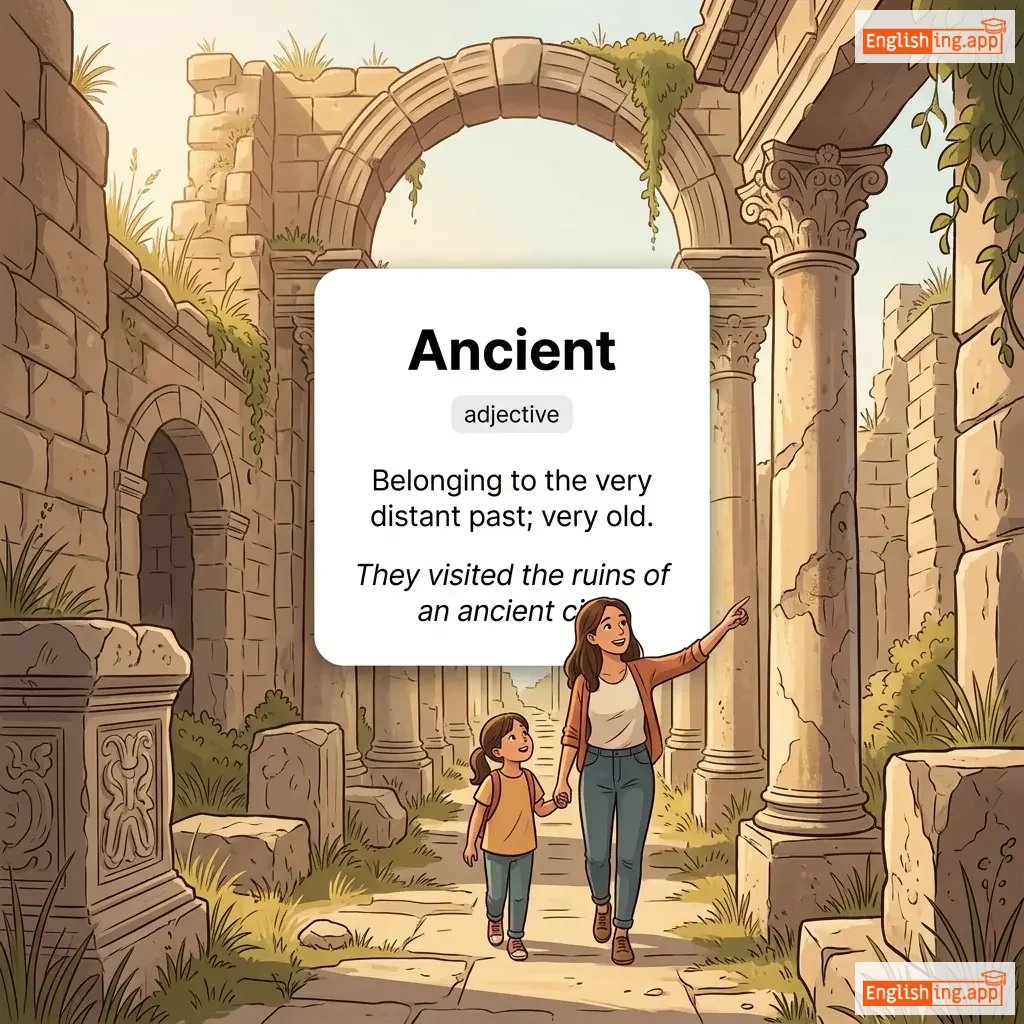 Ancient definition card — visual illustration of the meaning