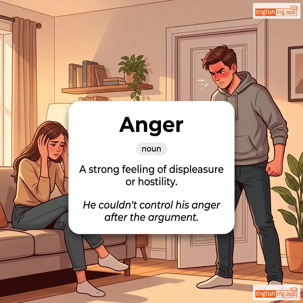 Anger definition card — visual illustration of the meaning