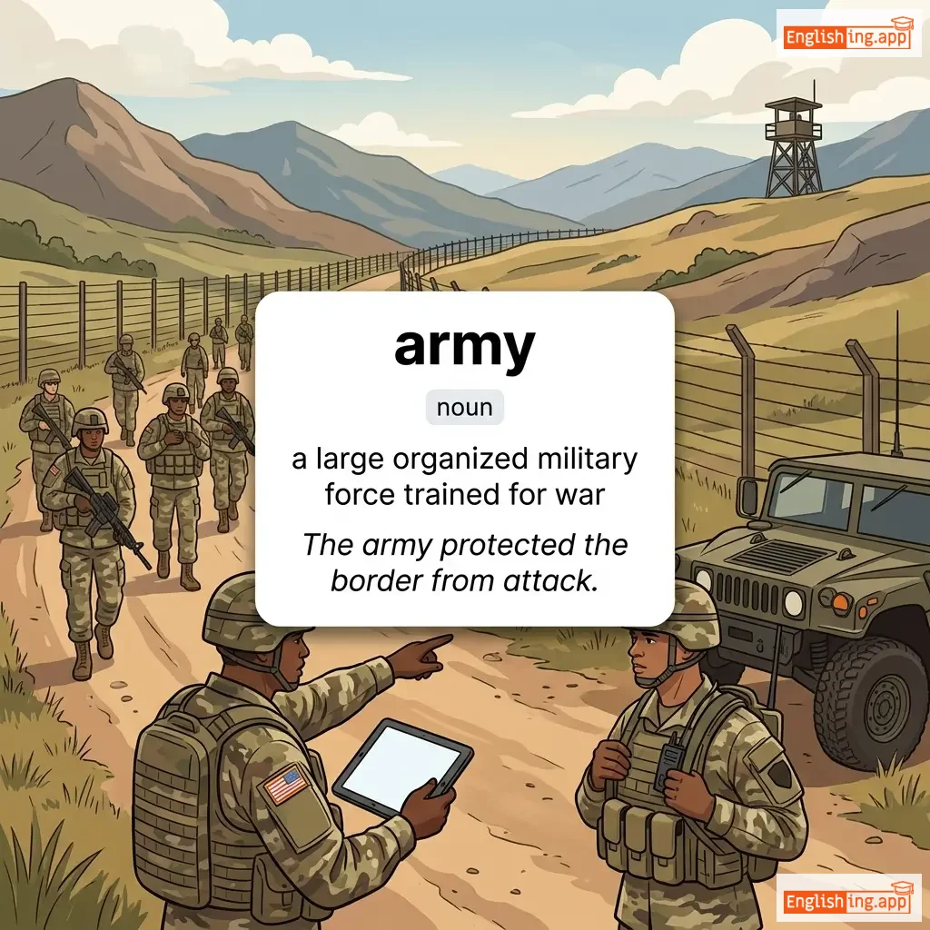 army definition card — visual illustration of the meaning