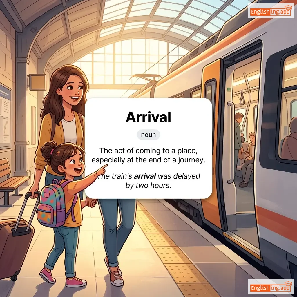 Arrival definition card — visual illustration of the meaning