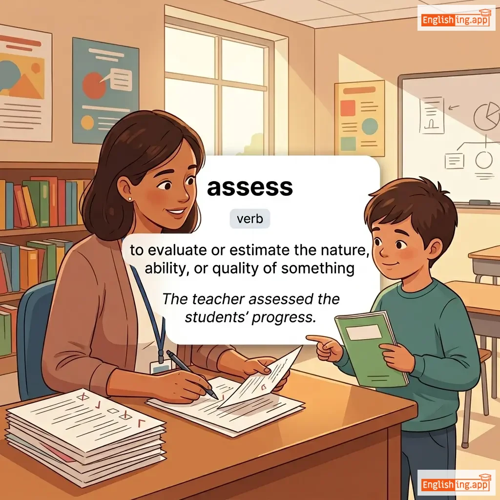 assess definition card — visual illustration of the meaning