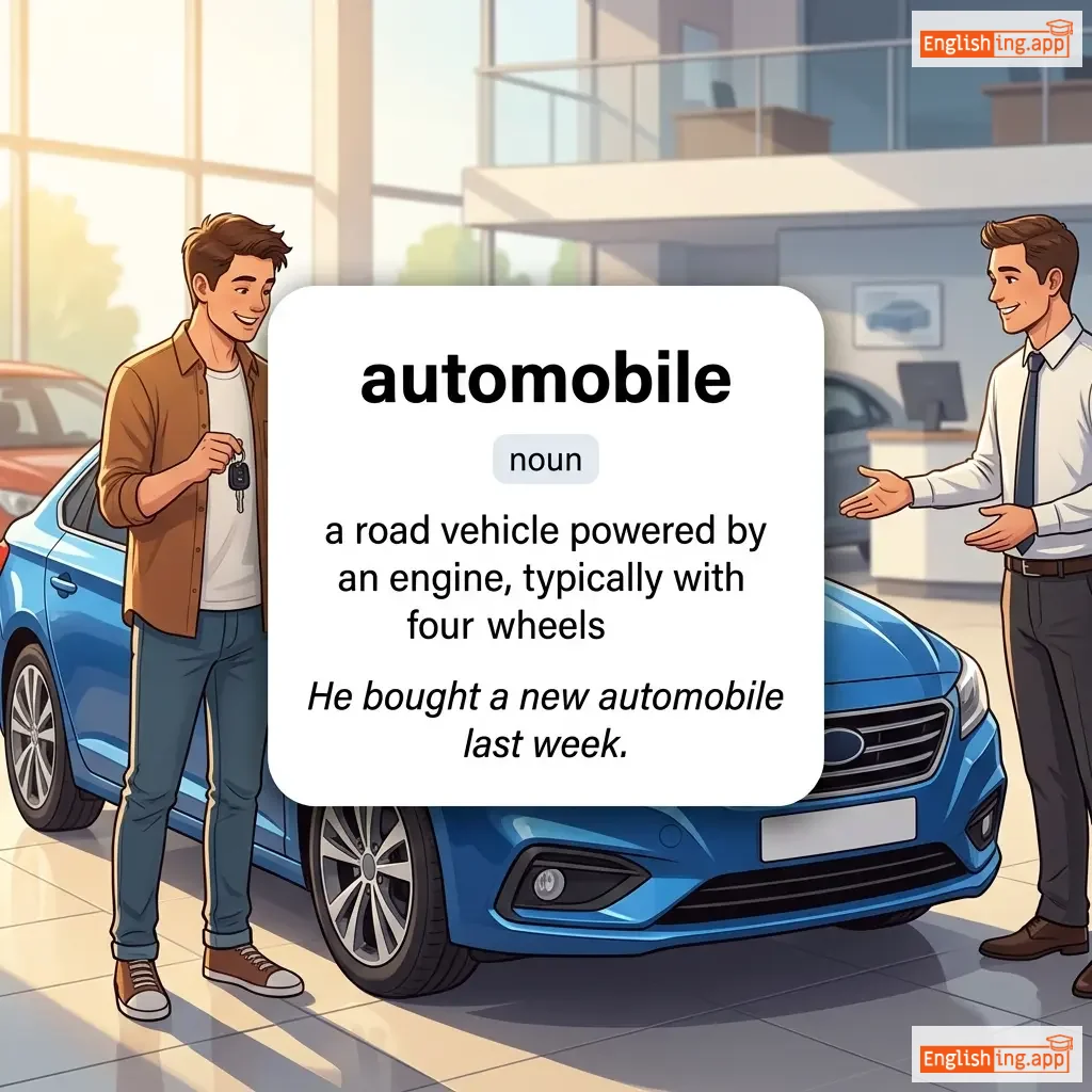automobile definition card — visual illustration of the meaning