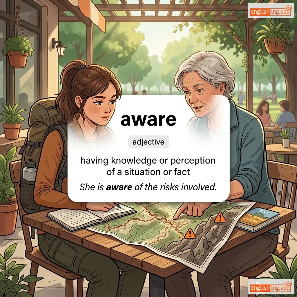 aware definition card — visual illustration of the meaning