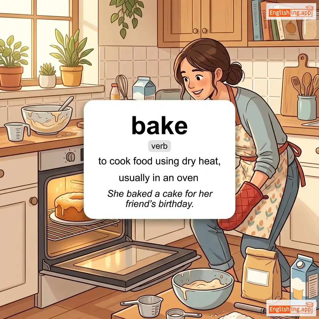 bake definition card — visual illustration of the meaning