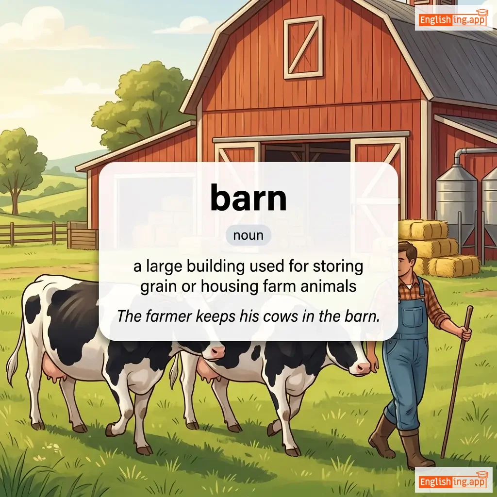 barn definition card — visual illustration of the meaning