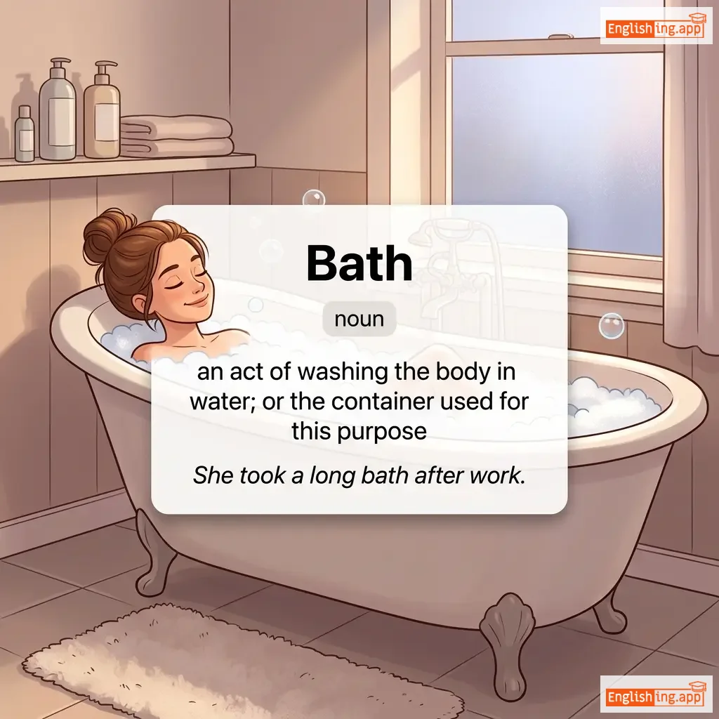 Bath definition card — visual illustration of the meaning