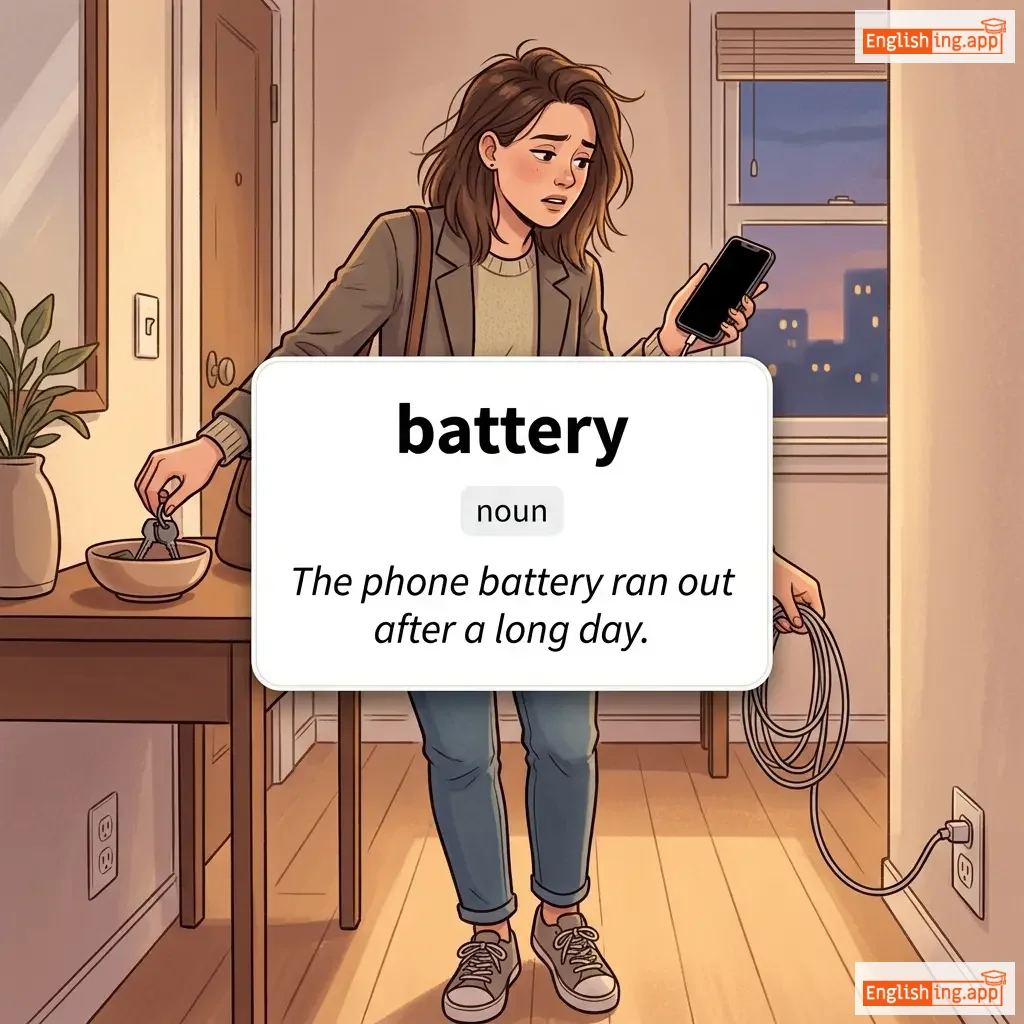 battery definition card — visual illustration of the meaning
