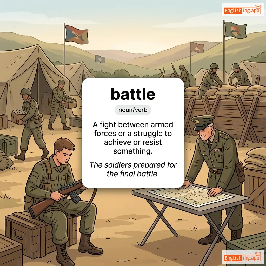 battle definition card — visual illustration of the meaning