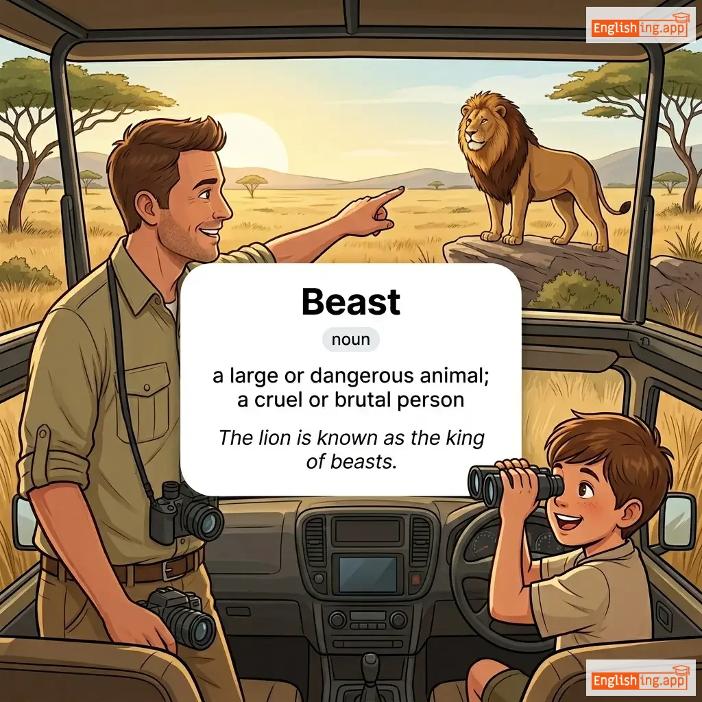 Beast definition card — visual illustration of the meaning