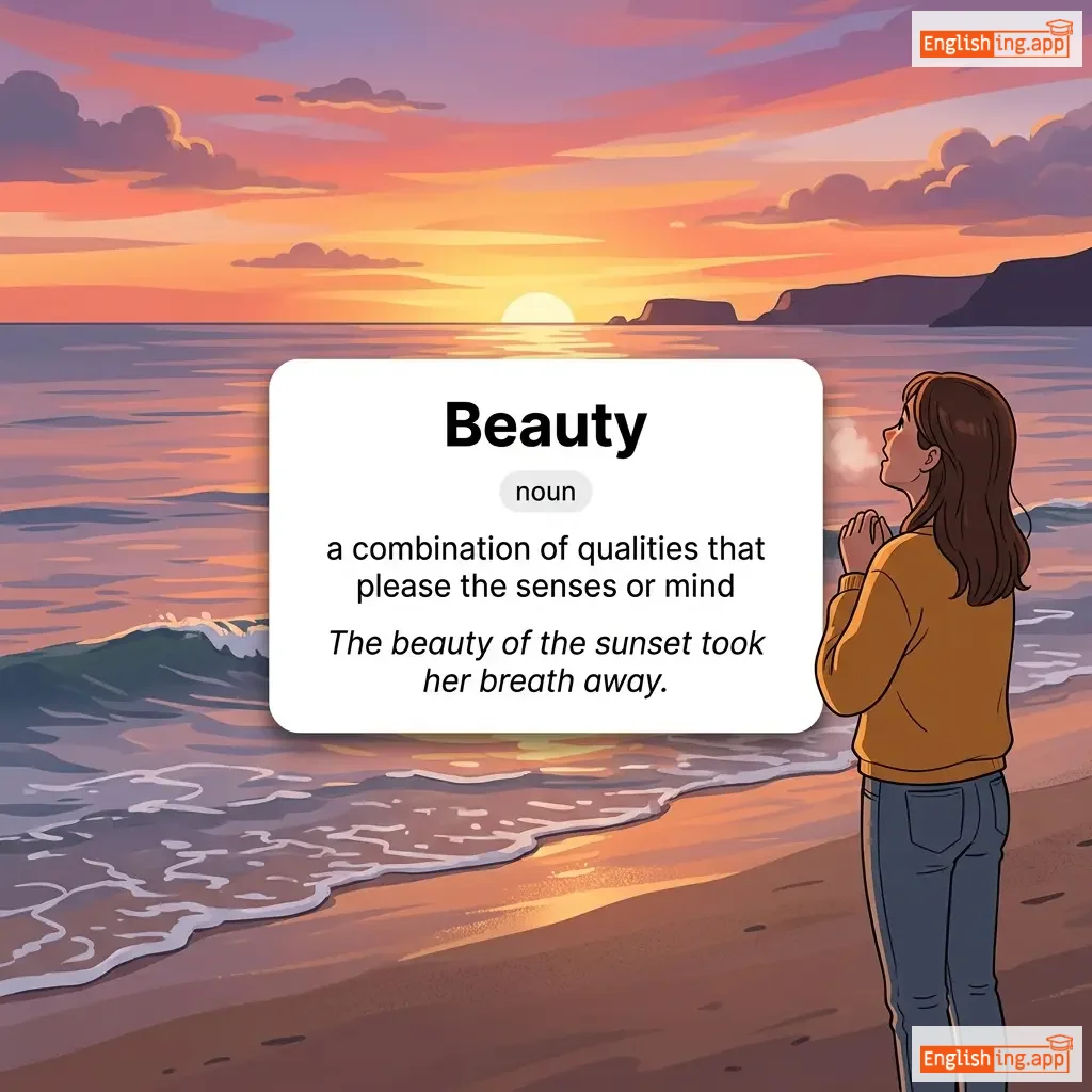Beauty definition card — visual illustration of the meaning