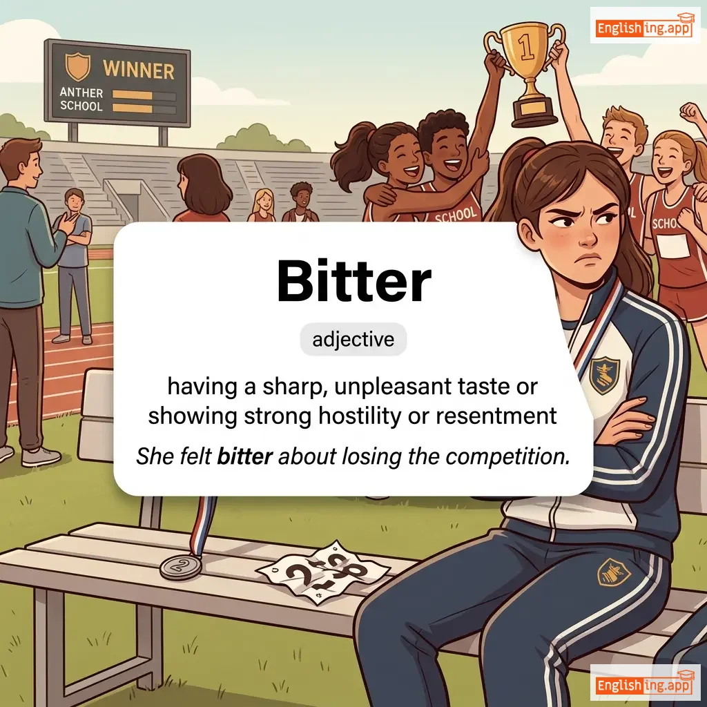 Bitter definition card — visual illustration of the meaning