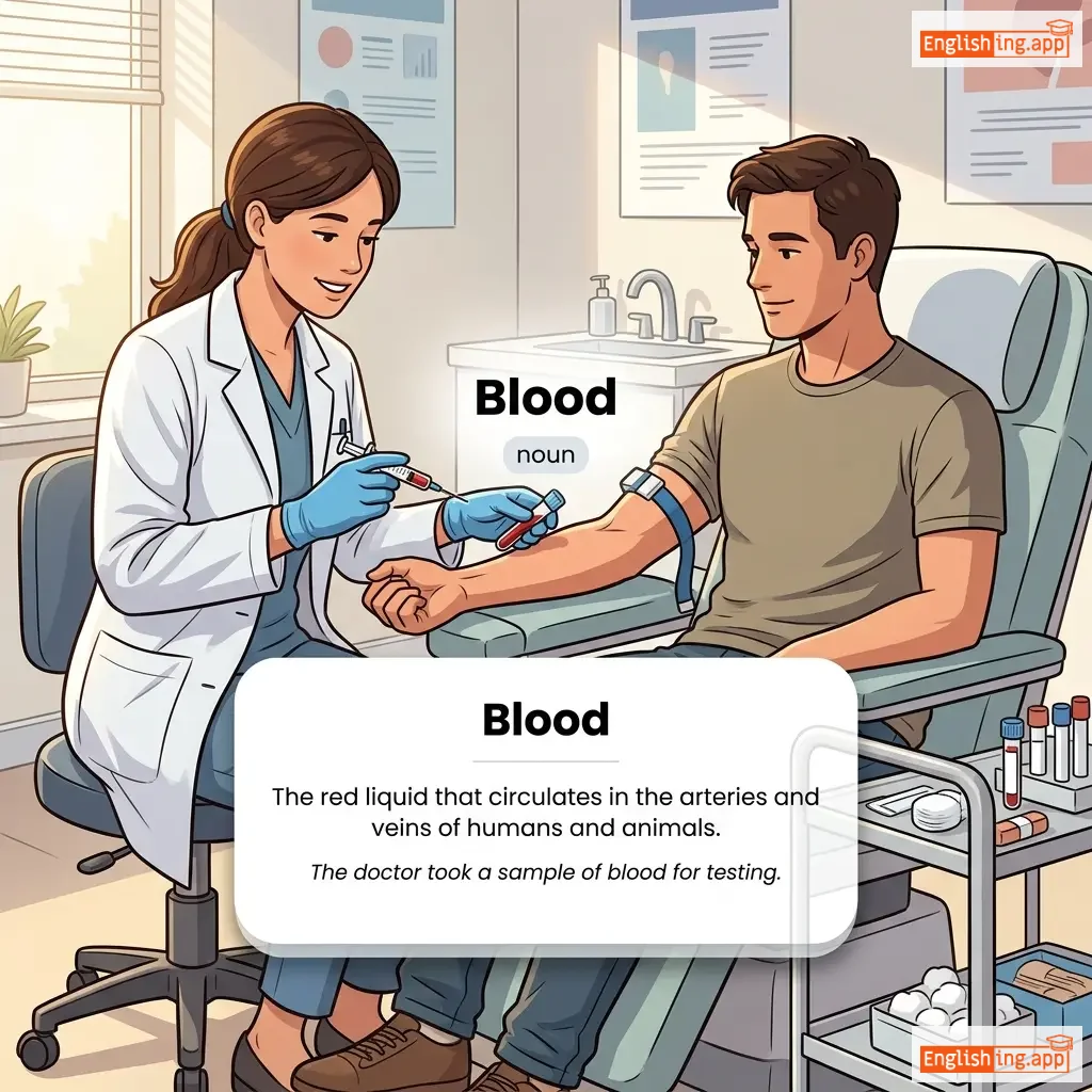 Blood definition card — visual illustration of the meaning