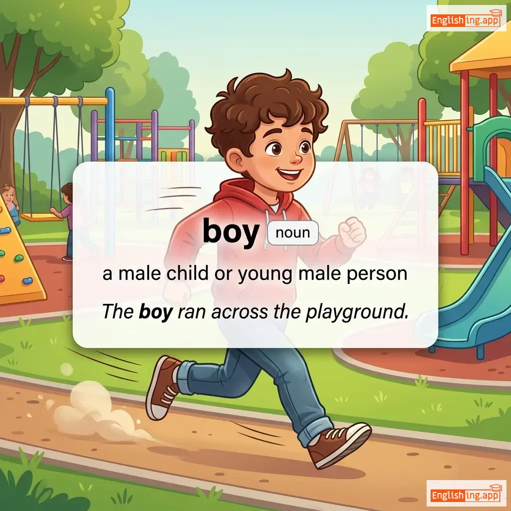 boy definition card — visual illustration of the meaning
