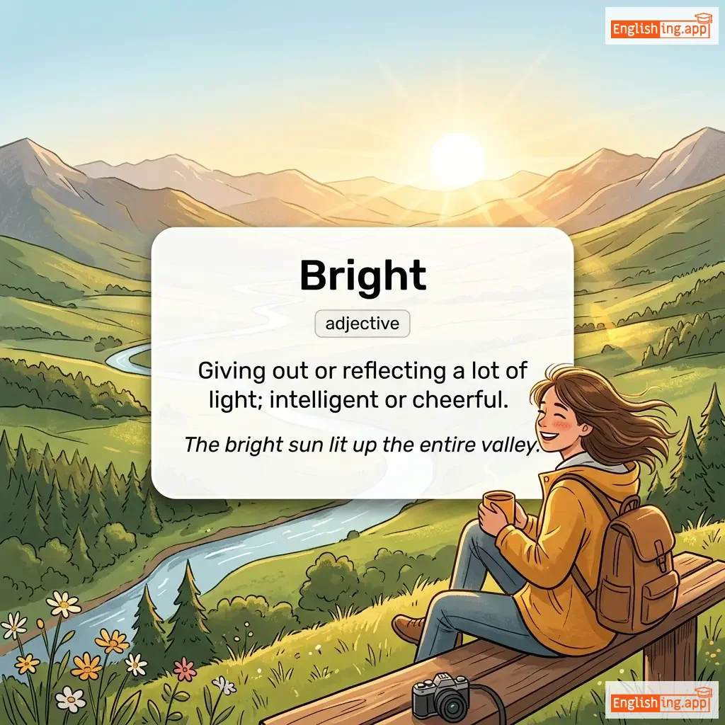 Bright definition card — visual illustration of the meaning
