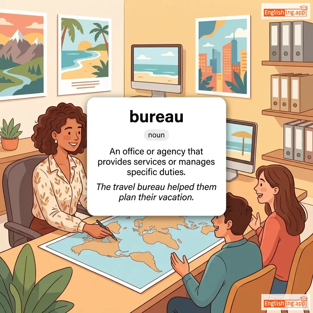bureau definition card — visual illustration of the meaning