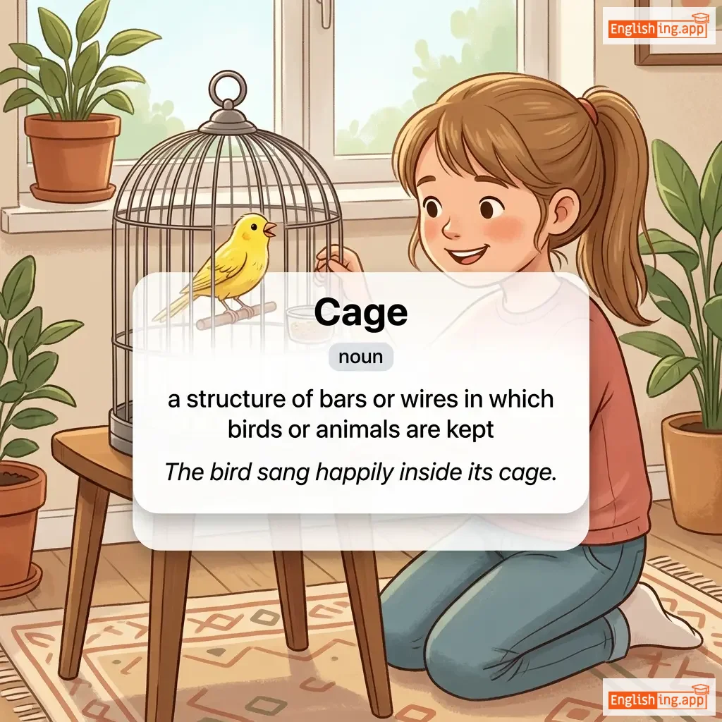 Cage definition card — visual illustration of the meaning