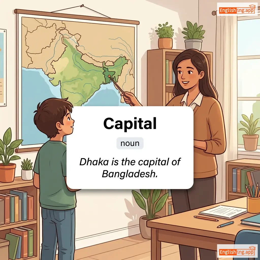 Capital definition card — visual illustration of the meaning