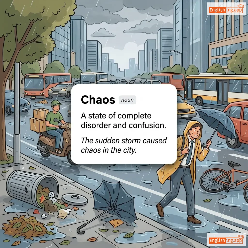 Chaos definition card — visual illustration of the meaning