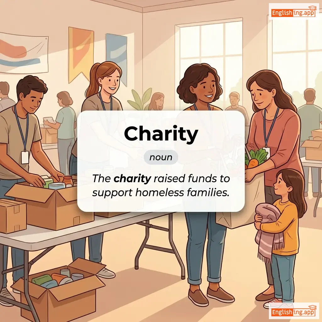 Charity definition card — visual illustration of the meaning
