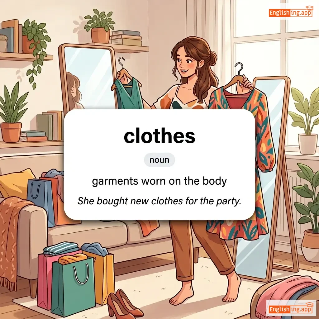 clothes definition card — visual illustration of the meaning