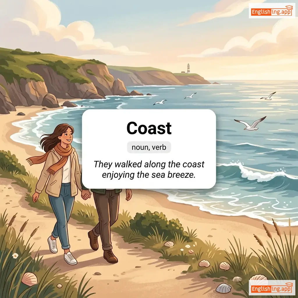 Coast definition card — visual illustration of the meaning