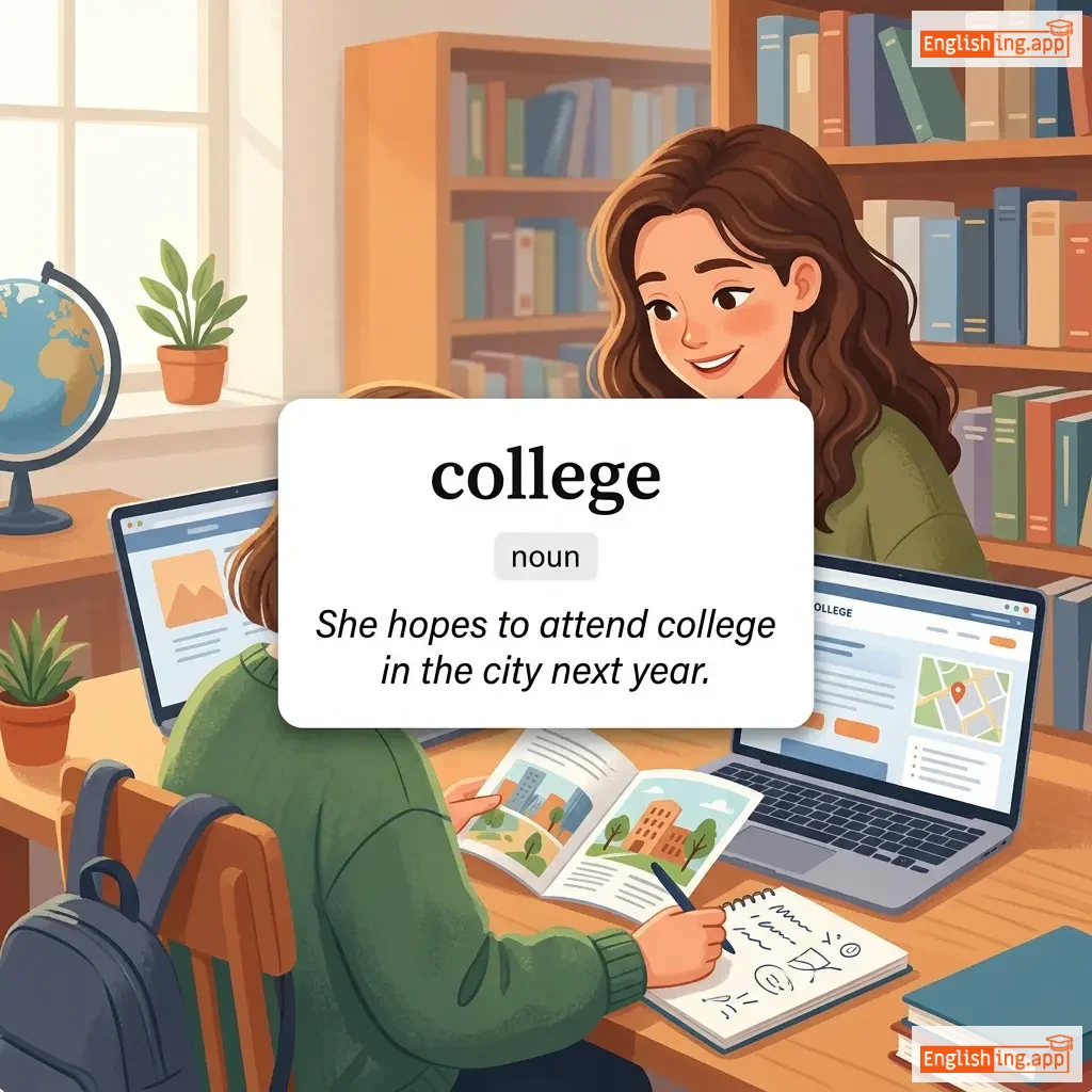 college definition card — visual illustration of the meaning