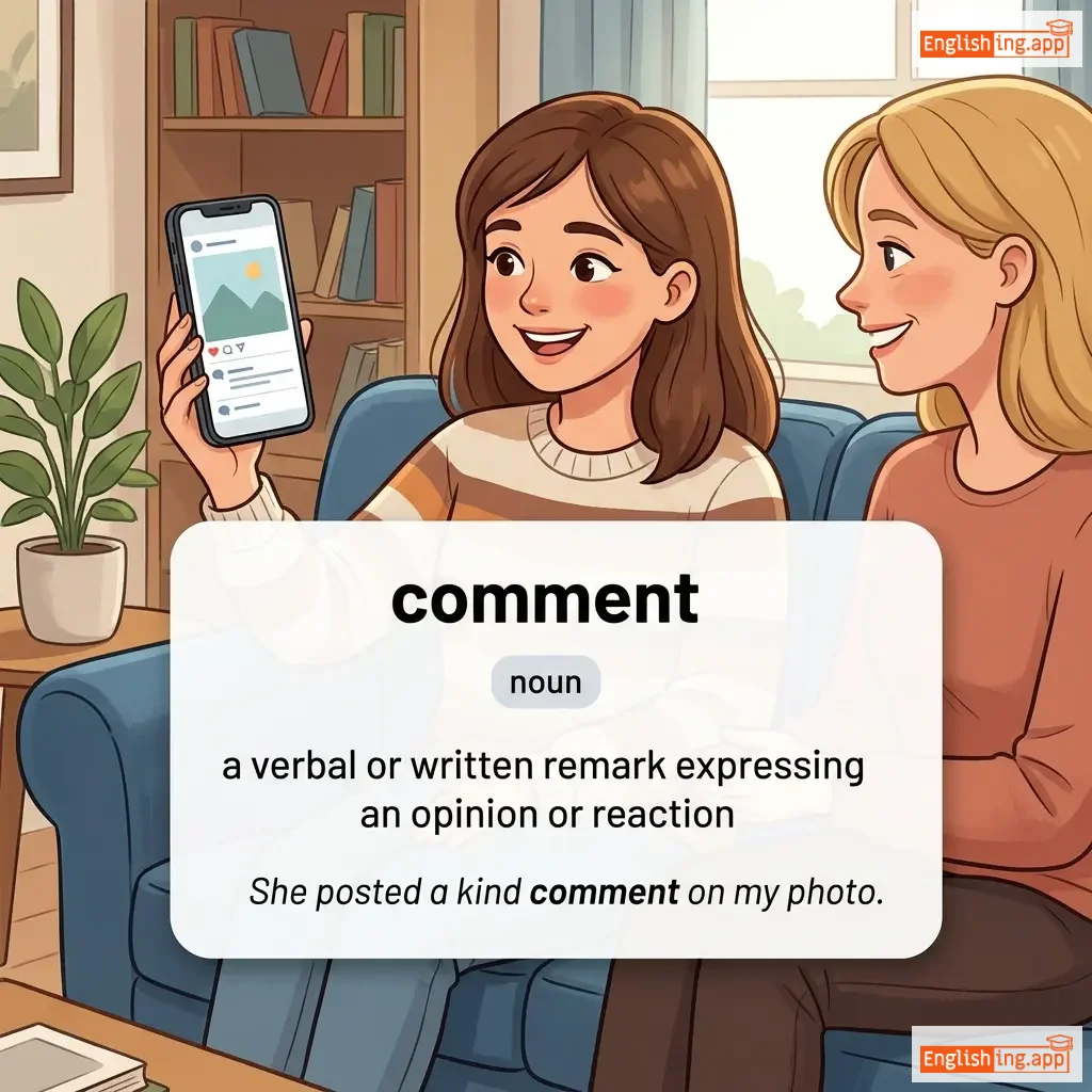 comment definition card — visual illustration of the meaning