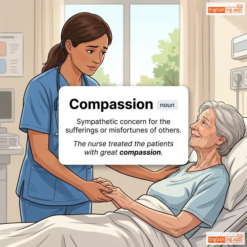 Compassion definition card — visual illustration of the meaning